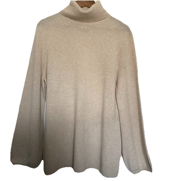 Vintage Precious Fibers Cashmere Turtleneck Sweater Ivory Soft Academia Size L - Picture 1 of 4